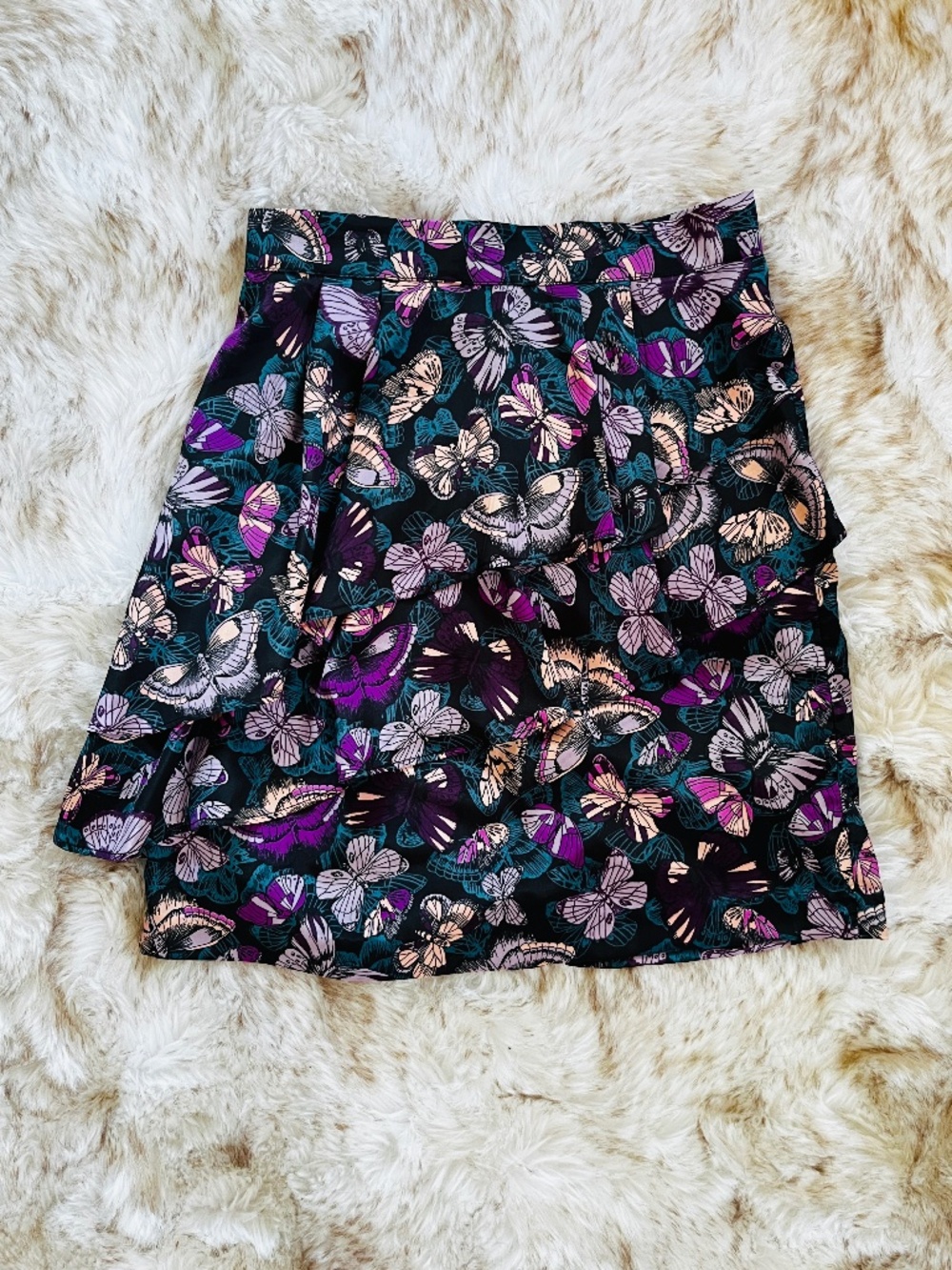 Butterfly Print Ruffle Skirt